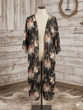 Try! This Black Floral Sheer Kimono